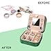 JOINTOP Fashion Green Velvet Travel Jewelry Boxes Organizer, Mini Jewelry Case for Ring Earring Necklace Displays Holder Organizer for Travel Essential Accessories for Women Girls(Libra)