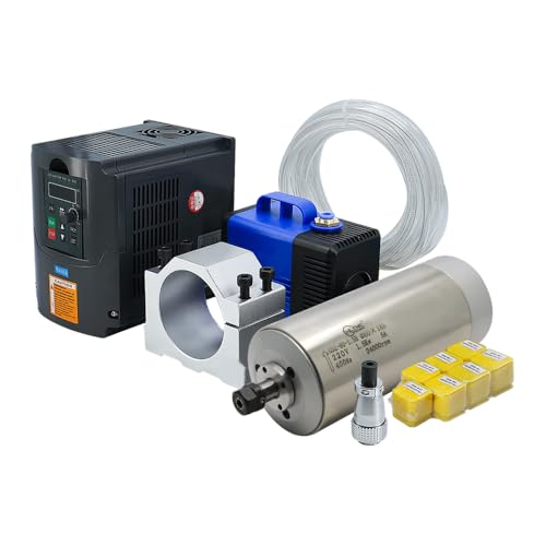 Kit de motor de husillo CNC, motor de husillo de 1,5 kW refrigerado por agua de 220 V, motor CNC con VFD y bomba de agua, soporte de abrazadera de aluminio con 80 mm de diámetro, 7 alicates ER11.