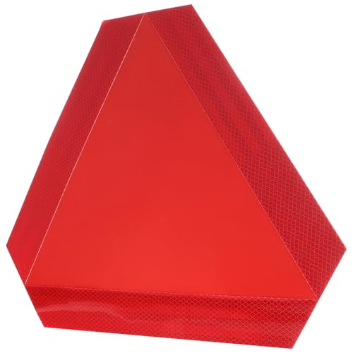 FUOYLOO Tablero Reflectante Triangular de Seguridad para Vehículo de Movimiento Lento, Placa de Aluminio Rojo, Señal de Advertencia con Tiras Reflectantes para Uso Interior y Exterior,