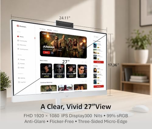 Image of HP 27 inch FHD IPS Touchscreen All-in-One Desktop, Intel Core Ultra 7 155U, 32GB DDR5 RAM, 2TB PCIe NVMe SSD, Windows 11 Pro, USB-C, HDMI, Ethernet, for Business & Office Productivity