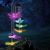 Ulalaza Carillón de Viento Solar al Aire Libre LED Que Cambia de Color Luces solares Decoración romántica para Patio Jardín Jardín Inicio