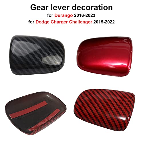 Jaxiria Gear Shift Knob Trim For Charger Accessories Challenger 2015-2022 / Durango 2016-2023 Abs Interior Decoration Gear Shifter Cover (Black Carbon Fiber Paint) #TOP6