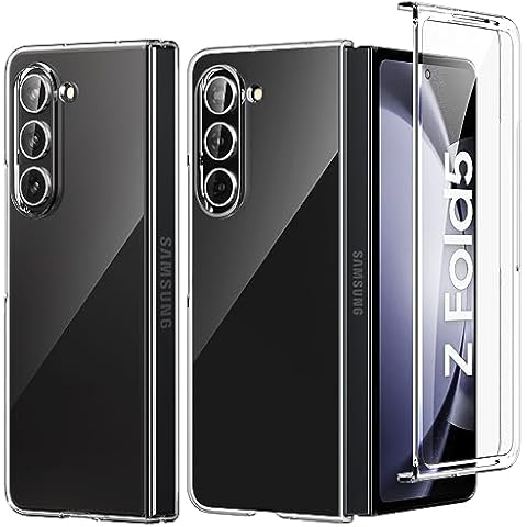 Foluu Clear Case for Samsung Galaxy Z Fold 5 with Front Built-in Screen Protector - Scratch Resistant Hard PC Back Bumper Protective Shockproof Cover for Samsung Galaxy Z Fold5 5G 2023 Cover