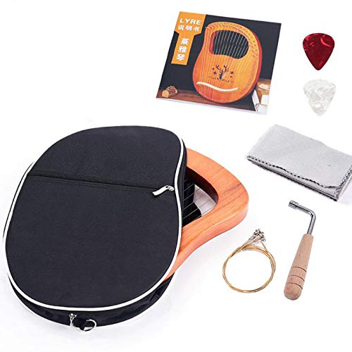 Jili Online Simple Waterproof Padded Lyre Storage Carrying Bag Case Zipper 10 16 19 Strings Lyre Harp Handbags with Pocket Black
