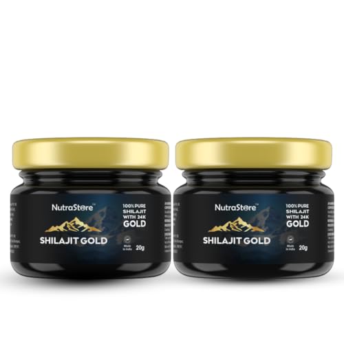 Image of NutraStore Shilajit Gold Resin 20 gm | Shilajit for men | Pure Himalayan Shilajit with 24K Gold for Energy, Strength, Stamina & Vitality | 85+ Minerals with Fulvic Acid | daily health supplement | Pack of 2