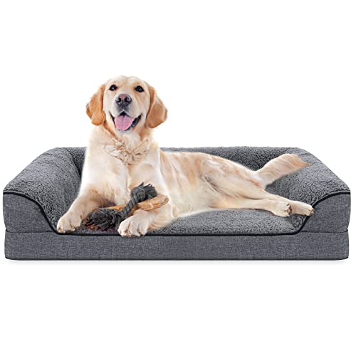 Sivomens Dog Bed, Bolster Washable Dog Beds For Large Dogs, 7 Inch Thicken Orthopedic Sofa Foam Couch Bed With Removable Cover & Nonskid Bottom, Pet Beds For Medium&Small Dogs #TOP9