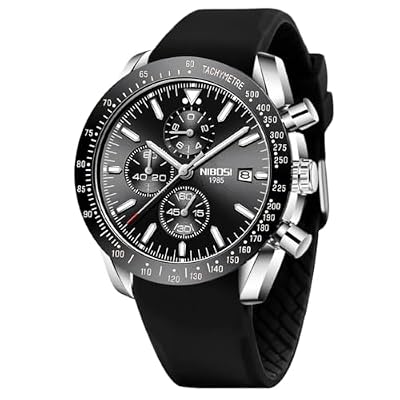 NIBOSI Watches for Men Analog Quartz Chronograph 30M Waterproof, Luminous & Date Fashion Casual Sport Business Work Dress Men's Wrist with Silicone Strap