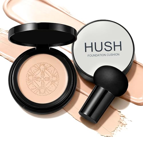 Hush cushion foundation - glow makeup foundation for older women Korean Warm Tone CC Mushroom Air glow Foundation Full Coverage Long-Lasting BB Cream glow foundation Natural Radiant Finish