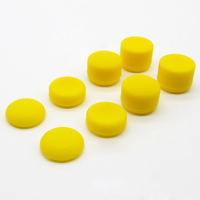 Image of Pack of 8 pcs Analog Controller Gamepad Raised Antislip Thumb Stick Grips Thumbsticks Joystick Cap Cover for PS5, PS4, PS3, Switch Pro, Xbox one, Xbox 360, Wii U, PS2 Controller (Yellow)