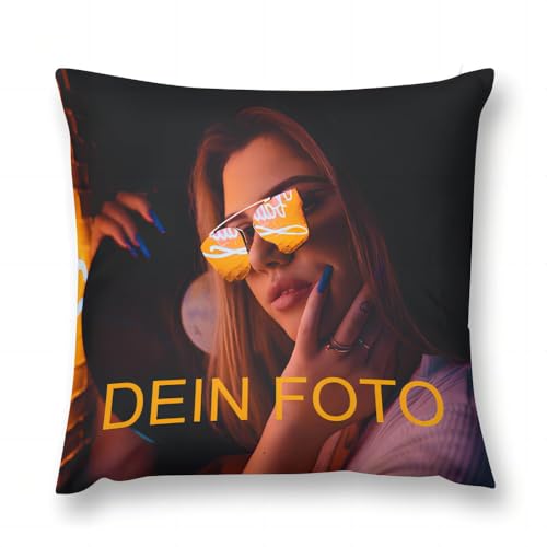 LAMAME Kissen 40x40 mit Foto Bedrucken Lassen, Kissen Personalisiert, Kissenbezug mit Eigenem Foto und Text, Personalisierte Geschenke (40x40cm)