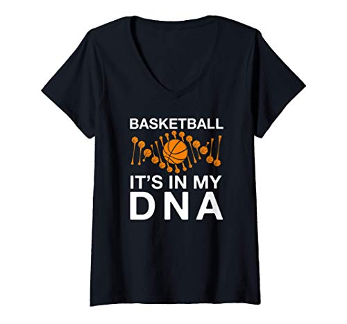 Mujer Basketball It's In My DNA Lover Player Coach Funny B-ball Camiseta Cuello V