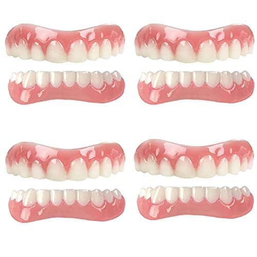 Snap In Teeth, Teeth Covers For Bad Teeth For Upper And Lower Jaw, Natural Shade Fake Veneer For Temporary Fix Confident Smile,4 Pairs #TOP27