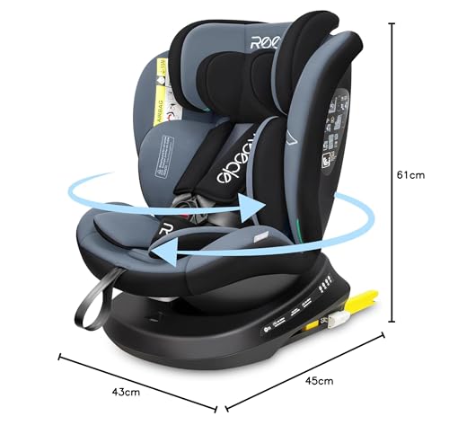 Reecle I-Size 360 Girevole Seggiolino Auto con ISOFIX, 40-150cm(Gruppo 0 + 1/2/3, 0-36 kg), ca. 0-12 anni (I-Size, Nero(I-Size))