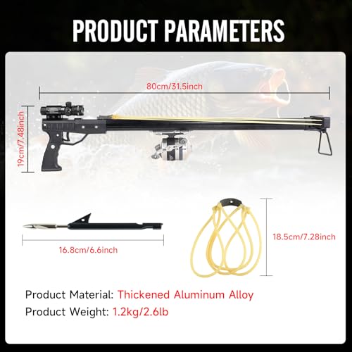 Catch&Hunt Fishing Slingshot, Professional Pole Shooting Catapult for Adults,with Metal Fishing Wheel, Fish Dart, Rubber Band