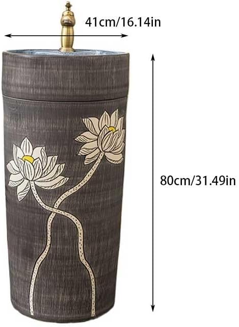Bathroom Countertop Vessel Sink Ceramic Column Sink Wash Basin Home Bathroom Outdoor Garden Pedestal Sink Vanity