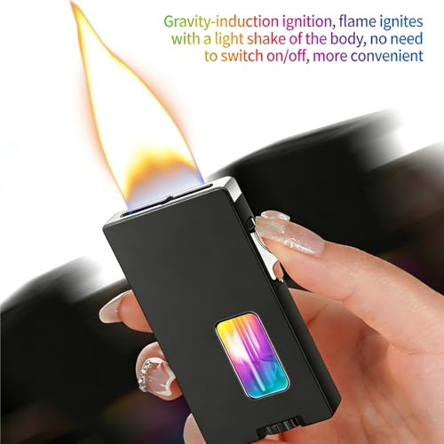 Mechero de metal resistente al viento con llama ajustable para acampada 3