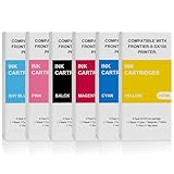 6-Pack DX100 Ink Cartridges Set Replacement for Fujifilm DX VIVIDIA Ink Cartridge for Frontier-S DX100 Printer DX-100 Ink (Black Cyan Magenta Yellow Pink SkyBlue 200ml)