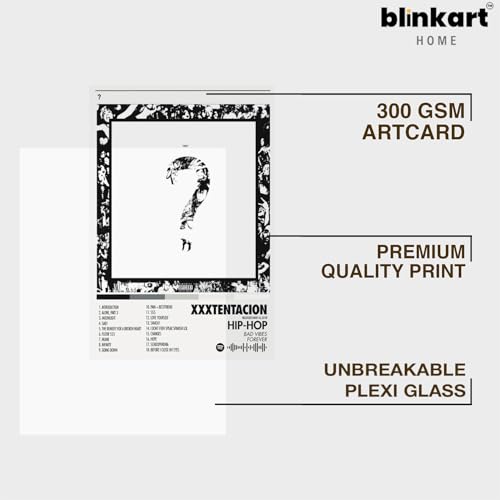 Image of BLINKART XXXTENTACTION- ? Wall Photo Frames | Wall Art for Bedroom, Living Room, Studio or Office | Album Cover Print with Spotify Song Link QR Code | Gift for Fans - 8x12 In