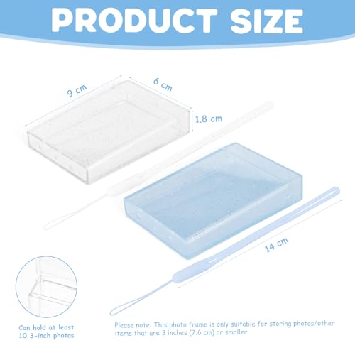 2 Stück 3 Zoll Fotobox aufbewahrungsbox, Mini Fotoaufbewahrungsbox mit Handseil, Fotohalter zur Aufbewahrung, Fotoaufbewarungsbox für Fujifilm Foto,Buskarten,Tickets,Kinokarten(Transparente)