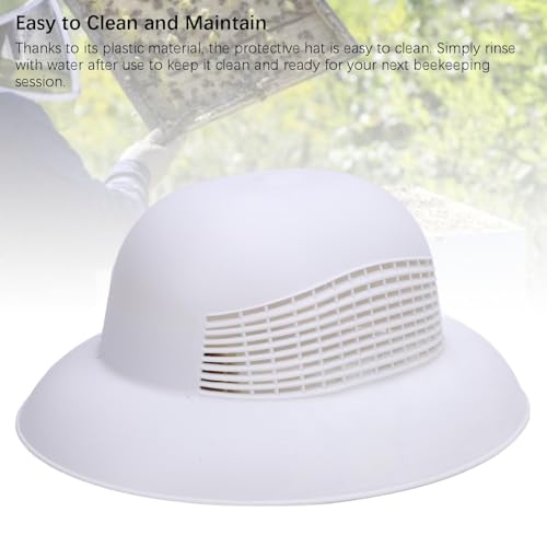 1PCS Beekeeping Hard Hat, Protective Beekeeping Cap Vented Beekeeper Helmet with Wide Brim for Men Women, White,13.58x11.42in