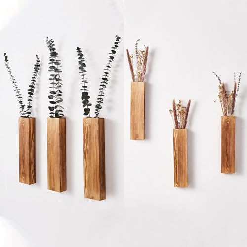 Jarrones de pared decorativos de madera para flores secas en estancias interiores 4