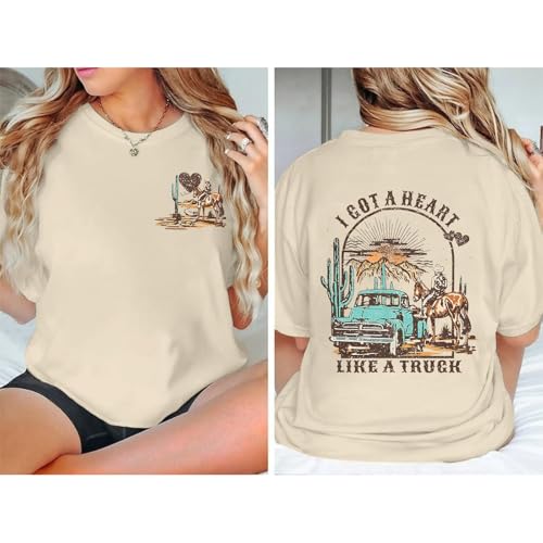 I Got A Heart Like A Truck T Shirt Women Country Music Shirts Nashville Concert Western Cowgirl Vintage Graphic Tee2