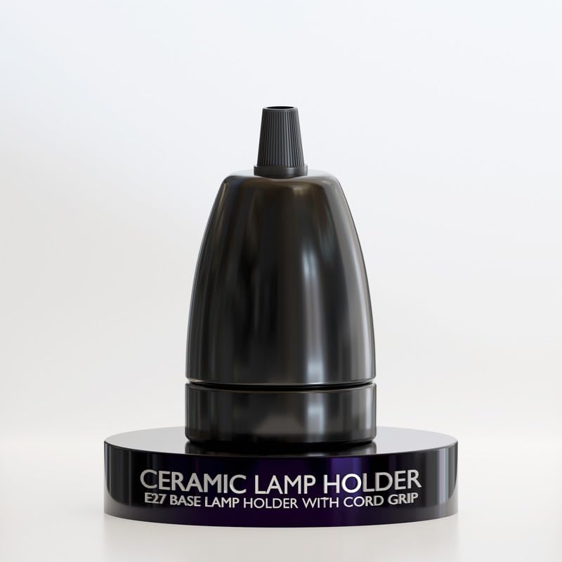 E27 Black Porcelain Ceramic LAMP Holder with Cord Grip Black Holder