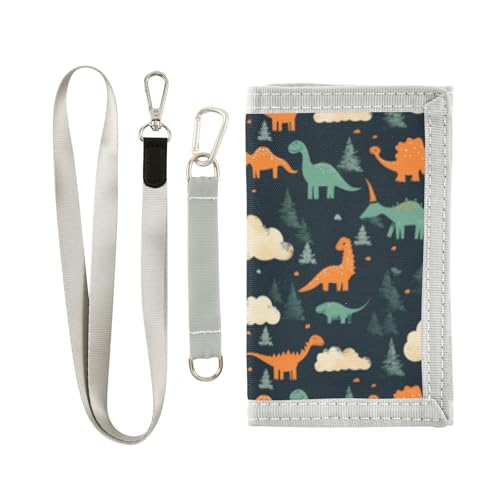 Wusikd Dinosaurs Clouds Kids Wallet for Boys Girls Trees Black Toddler Trifold Wallet Novelty Wallet for Teens Women Men