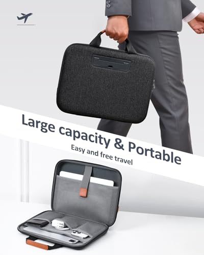 Image of Hard Laptop Case 14 Inch for HP Dell Lenovo ASUS Acer - 2 in 1 Laptop Sleeve & Lap Desk with Stopper and Book Clip, Shockproof Waterproof 15.3 MackBook Air M3 M2 Case - Black