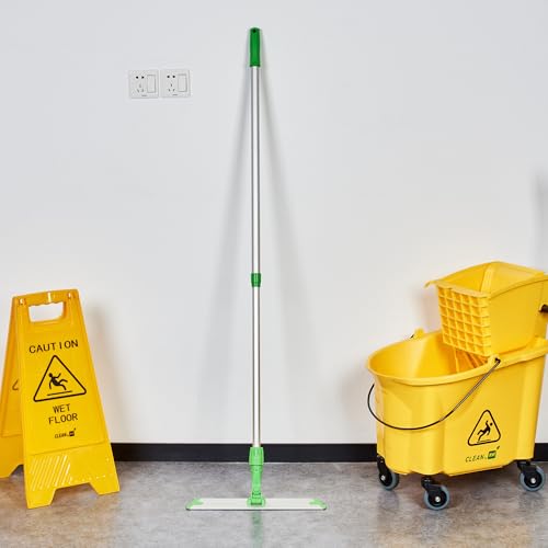 Image of Restaurantware-Clean Tek Professional 15.7 Inch Flat Mop Plate Frame, 1 Quick Connect Mop Frame for Wet Or Dry Pads - Pads Sold Separately, Durable, Green Aluminum Cleaning Pad Base
