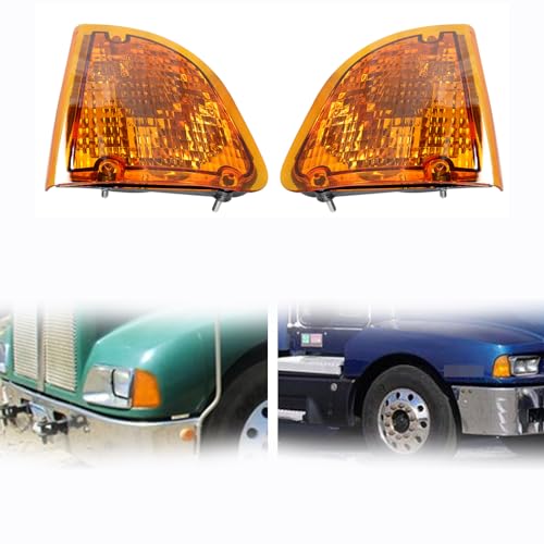 STILEALUS Pair(2) Amber Halogen Turn Signal Lights For 1986-2008 Kenworth K300 T300 T330 T600