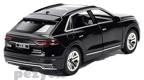 Image of Diecast Audi Q8 Toy Car Scale Model,Pull Back Vehicles Alloy Simulation Supercar with Lights and Sound Also for Car Dashboard,Kids,Adult (Black)
