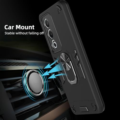 Image of NDCOM for Oppo K12x 5G Backcover | Protective Oppo K12x 5G Cover | Premium Shockproof Ring Holder Case Black