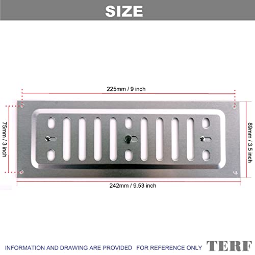 TERF® 9'' X 3'' Open and Close Adjustable Aluminium Air Vents 9'' X 3'' (225mm X 75mm) Single Brick Hit & Miss Sliding Adjustable Ventilation Plate Grille Cover including Fixing Screw - Image 3