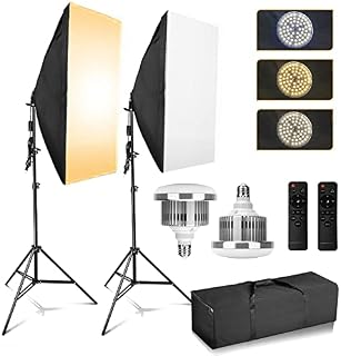 YISITONG Softbox Lighting Kit 2x 85W 3200K-5600K Bi-color Dimmable LED Softbox with Adjustable Light Stand for Photography Portraits Fashion Advertising Photo Shooting YouTube Video