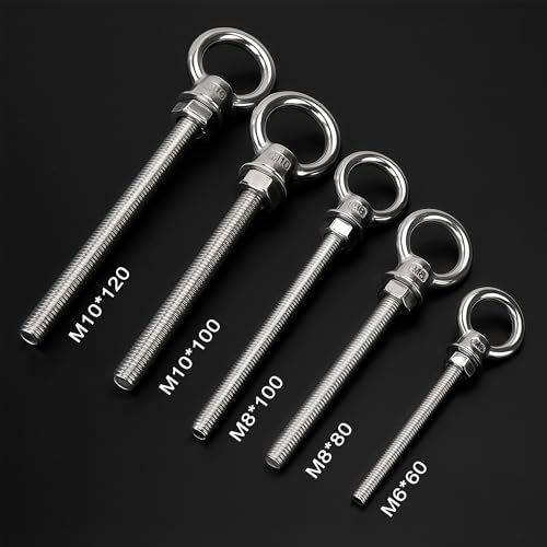 Miniatura 4 de Tornillo De Anillo M6 X 60mm Perno De Ojo De Acero Inoxidable 316 Cáncamos Argollas Con Rosca Para Fijación Y Suspensión En Hogar, Interiores Y Exteriores 4 Piezas