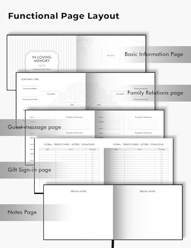 Image of molekaus Funeral Guest Book, Celebration of Life Memorial Book | Leather, Holds 270 Signatures, For Memorial Service, Includes 2 Table Signs & Pen, Grey