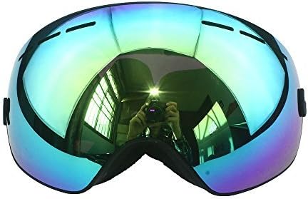 Ski Goggles, ZNY Frame-Less Skiing Snowmobile Skate Snowboard Goggles with Spherical Wide View Detachable UV400 Protection PC Lens for Men Women (Revo Mirror Gold, VLT 16.6%)