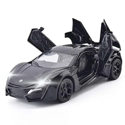 Image of DEOXY 1:32 Scale Die-Cast Lykan Hyper Sport Metal Pullback Car Toy With 6 Openable Doors, Lights, And Sounds For Boys Gift,Grey