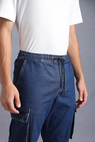 Image of INKD Men's Regular Fit Joggers - Mid -Rise | Cotton Blend | Stretchable Fabric| Elasticated Waistband | Jeans for Men (Available in Plus Sizes)