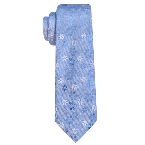 Image of Barry.Wang Men Tie Set Floral Paisley Silk Necktie Pocket Square Cufflinks Formal Wedding Party Business