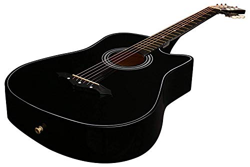 Image of Juarez 38 Inch Cutaway Acoustic Guitar with Lindenwood Body, Steel Strings & Geared Tuners, High Gloss Black Finish