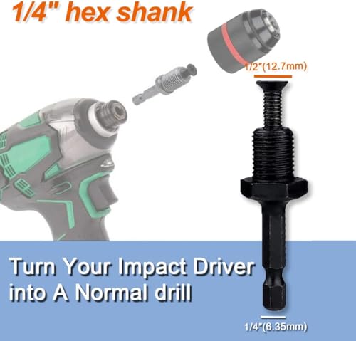 1.5-13mm Keyless Drill Chuck Metal Heavy Duty 1/2''-20UNF with SDS-Plus Shank 1/4" Hex Shank 1/2'' Socket Square Wrench Adapter for Impact Driver, Electric Drill, Hammer Drill by Yasoschaoz - Used condition - Image 5