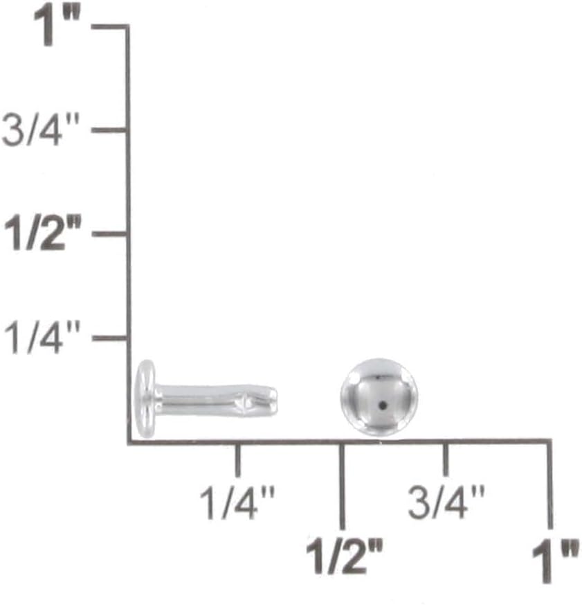 Double Cap Rivet, Nickel Plate, Solid Brass-LL (100 Sets per Bag), Multiple Sizes