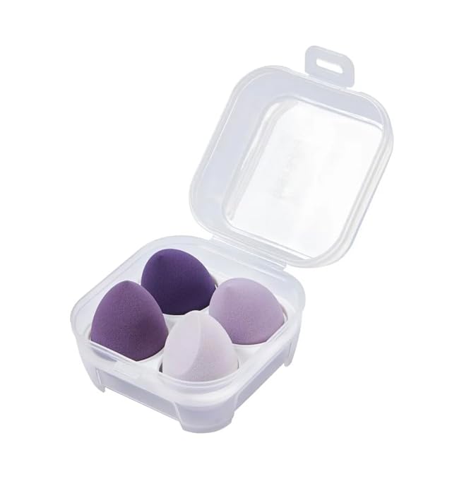 Lady Luv Make Up Sponges in Travel Case Premium Beauty Blenders Luxury Style 4 Pack Purple