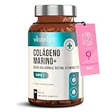 Colágeno Hidrolizado Alta Dosis 2450 mg | Colageno Marino con Acido Hialuronico Capsulas | Colageno Hidrolizado con Vitamina C, E, B2 y Zinco | Colágeno para Articulaciones Piel Cabello | VitaBright