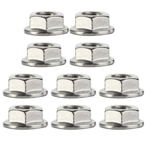 Zerodeko 10pcs 1/2-13 Stainless Steel Serrated Nuts Hex Anti-Slip Nuts Washer Industrial Grade 304 Stainless Steel for Fastening