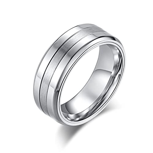 Bague Acier Inoxydable Simple et Élégant Argent Taille 60 Punk Homme