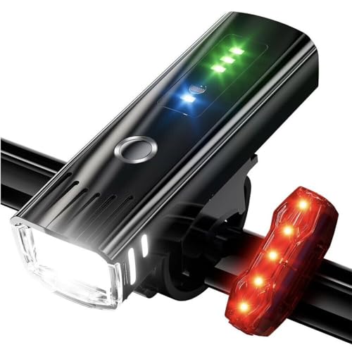 3000 Lumens Bike Light Set USB Rechargeable Bicycle Front Headlight and Back Taillight 5 Light Modes Easy to Install for Men Women Kids Road Mountain Cycling
