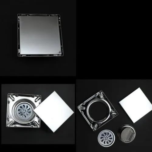 OBLONG Tile Insert Floor Drain 5" x 5" Inches | 304 Stainless Steel Invisible Shower Drain Channel | Drain Channel with Stainless Steel Cockroach Trap | Waste Water Floor Drain for 13mm Tile